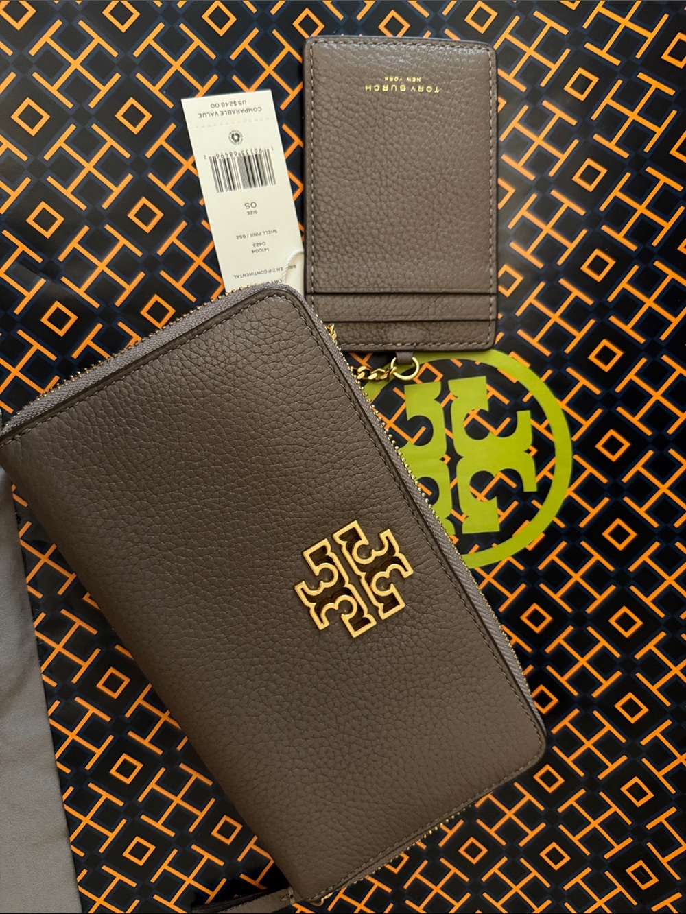 Tory Burch Taupe Leather Wallet